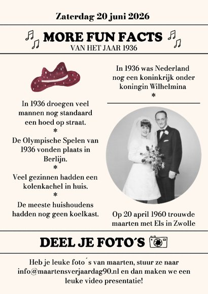 Uitnodiging 90 jaar man | Krant uit 1936 2