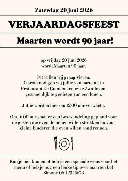 Uitnodiging 90 jaar man | Krant uit 1936 3