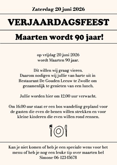 Uitnodiging 90 jaar man | Krant uit 1936 3
