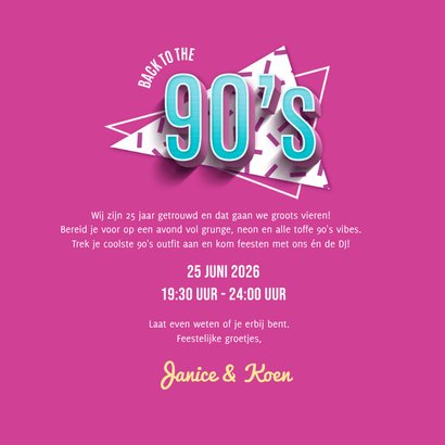 Uitnodiging 90's party jubileumfeest cd confetti muziek 3