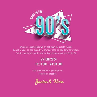 Uitnodiging 90's party jubileumfeest cd confetti muziek 3