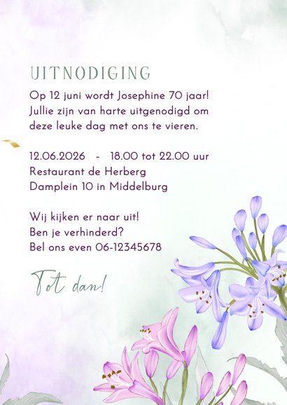 Uitnodiging Agapanthus en Pioenroos 3