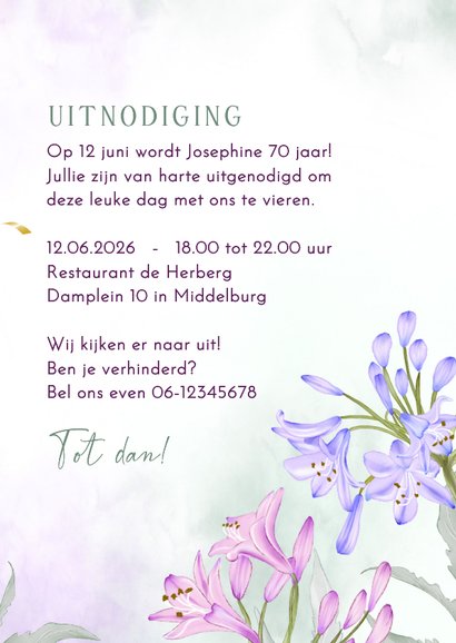 Uitnodiging Agapanthus en Pioenroos 3