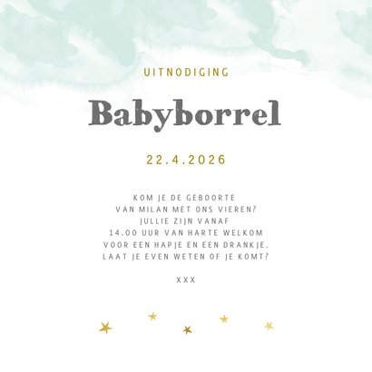 Uitnodiging babyborrel hijskraan en beschuit met muisjes 3