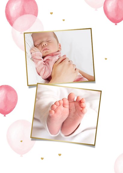 Uitnodiging babyborrel kraamfeest ballonnen hartjes foto 2