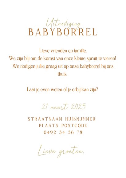 Uitnodiging babyborrel met rompertje en bloemen 3