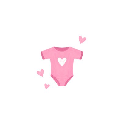 Uitnodiging babyborrel met roze rompertje en hartjes 2