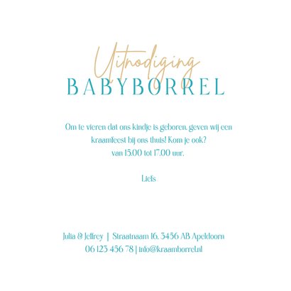 Uitnodiging babyborrel wiegje jongen 3