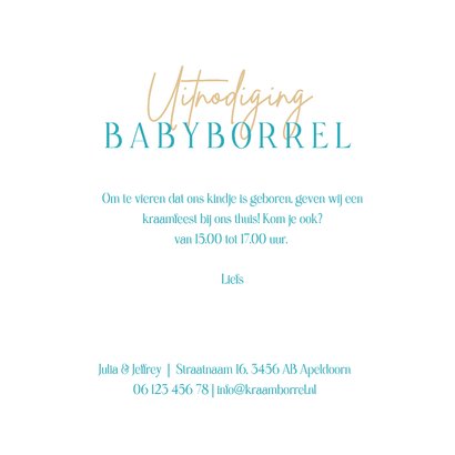 Uitnodiging babyborrel wiegje jongen 3