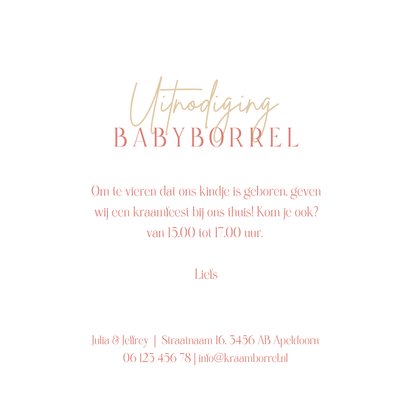 Uitnodiging babyborrel wiegje meisje 3