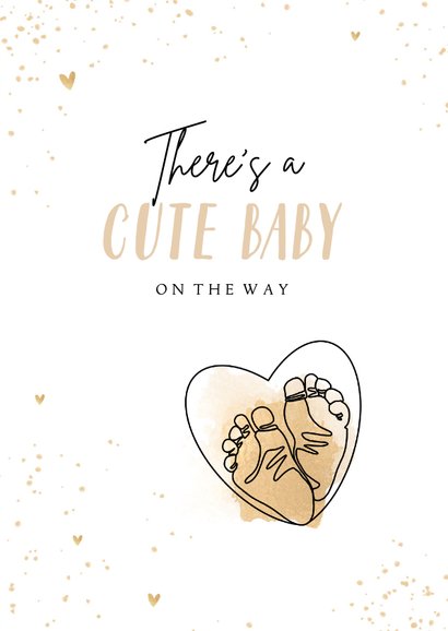 Uitnodiging babyshower line art zwanger goud hartjes 2