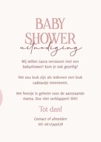 Uitnodiging babyshower meisje met roze ballonnen 3