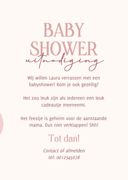 Uitnodiging babyshower meisje met roze ballonnen 3