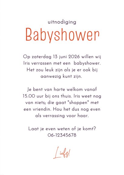 Uitnodiging babyshower met eendje en konijntje 3