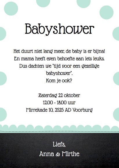 Uitnodiging babyshower olifantjes mint 3
