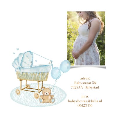 Uitnodiging babyshower wiegje jongen 2