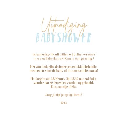 Uitnodiging babyshower wiegje jongen 3