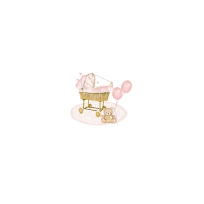 Uitnodiging babyshower wiegje Achterkant