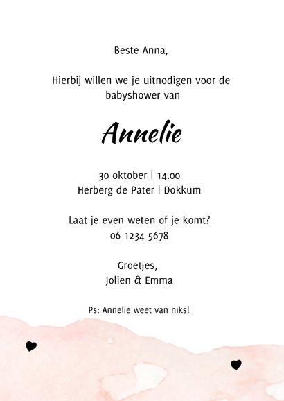 Uitnodiging babyshower wolk hartjes 3