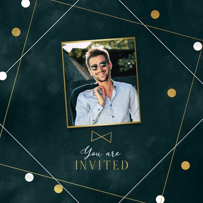 Uitnodiging bachelor party stijlvol grafisch confetti foto 2