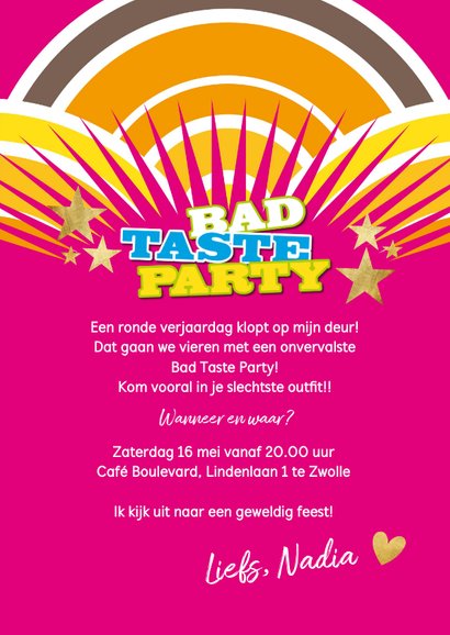 Uitnodiging Bad Taste Party 3