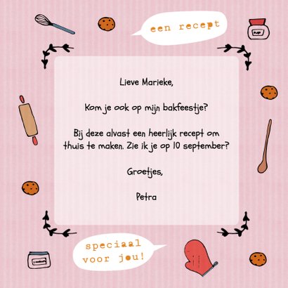 Uitnodiging bakfeestje - SV 3