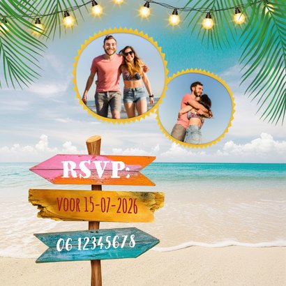 Uitnodiging beach party strandfeest caribische wegwijzers 2