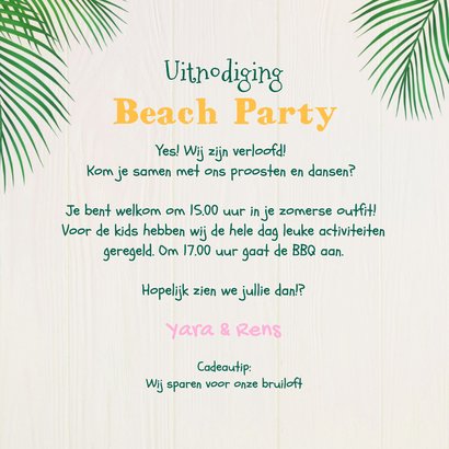 Uitnodiging beach party strandfeest caribische wegwijzers 3
