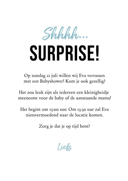 Uitnodiging blauw babyshower rompertje foto hartjes 3