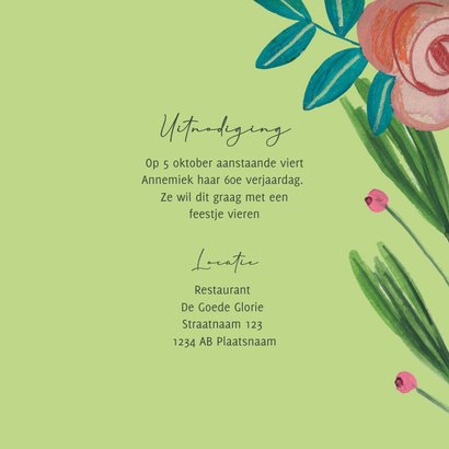 Uitnodiging bloemen botanisch groen 3