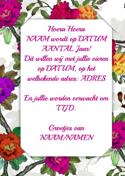 Uitnodiging bloemen en foto 3 RB 3