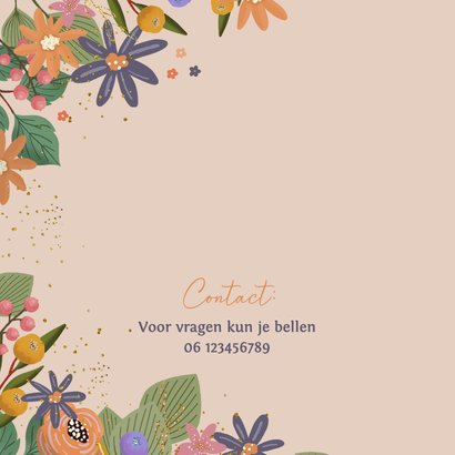 Uitnodiging bloemen en glitters 2