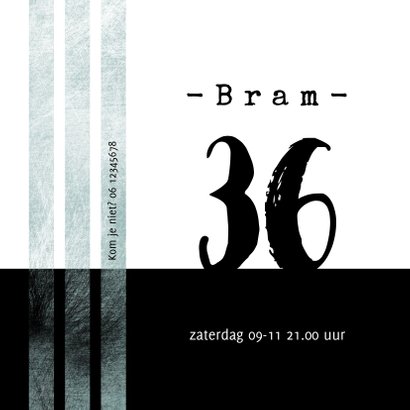 Uitnodiging borrel stoer en modern in zwartwit 2