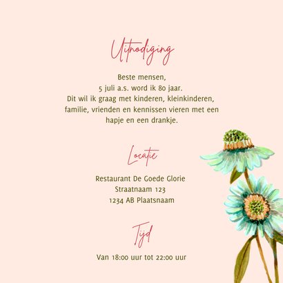 Uitnodiging botanische handgeschilderde bloemen  3