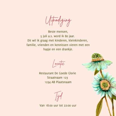 Uitnodiging botanische handgeschilderde bloemen 3