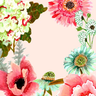 Uitnodiging botanische handgeschilderde bloemen Achterkant
