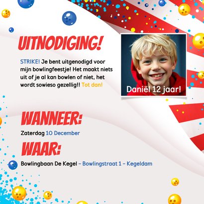 Uitnodiging Bowling Feestje 2