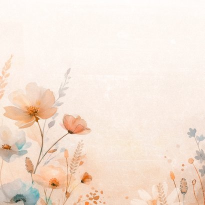 Uitnodiging bruiloft met eigen foto en aquarel wilde bloemen Achterkant