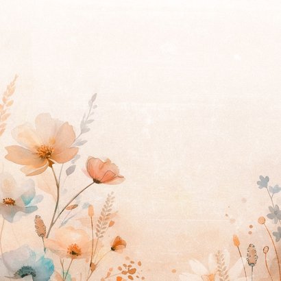 Uitnodiging bruiloft met eigen foto en aquarel wilde bloemen Achterkant