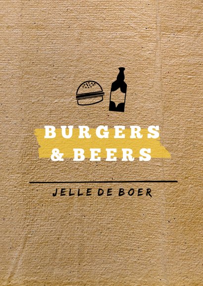 Uitnodiging Burgers & Beers met papierlook 2