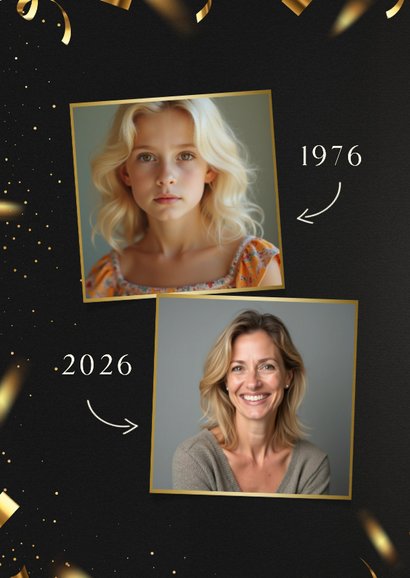 Uitnodiging cheers to 50 years goud confetti 2