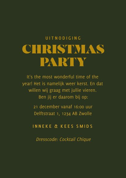 Uitnodiging Christmas Party met papieren kerstbal groen 3