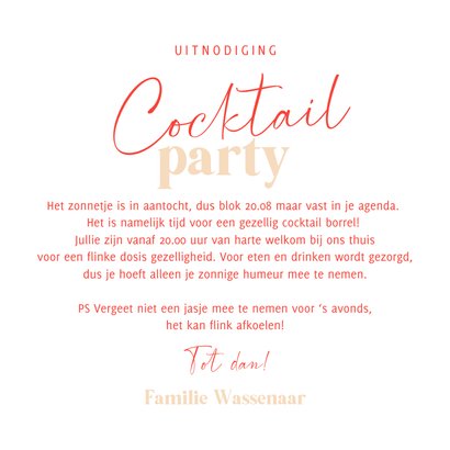 Uitnodiging cocktail party zomer glas fruit illustratie 3