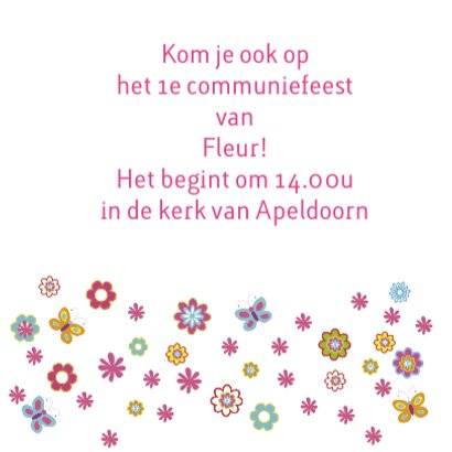 uitnodiging communie bloemen 3