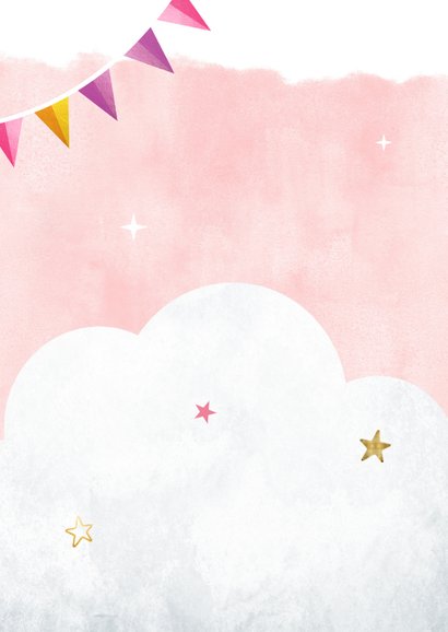 Uitnodiging communie feestje met een eenhoorn unicorn Achterkant