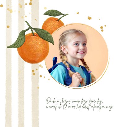 Uitnodiging communie mandarijnen citrus hip goud hartjes 2