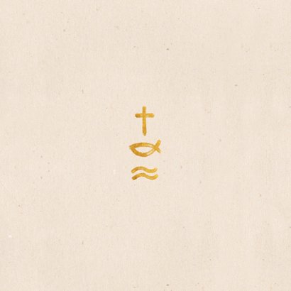 Uitnodiging communie met christelijke symbolen Achterkant