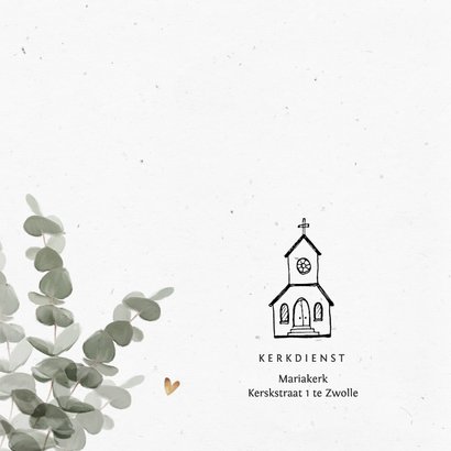 Uitnodiging communie met eucalyptus en foto's 2