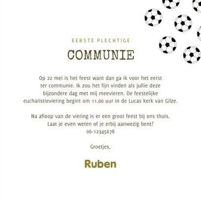 Uitnodiging communie voetbal en foto 3