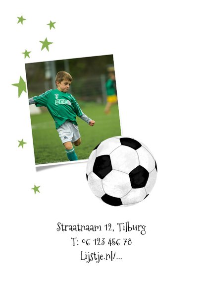Uitnodiging communie voetbalschoen gras sterren foto 2